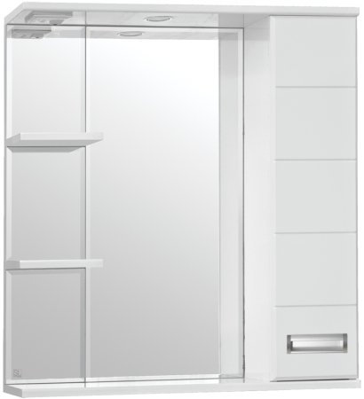 Зеркало со шкафом Style Line Ирис 75 С с подсветкой Белый глянец 