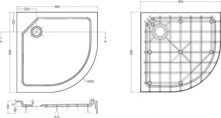 Поддон для душа Cezares Tray SMC R 90x90 см 