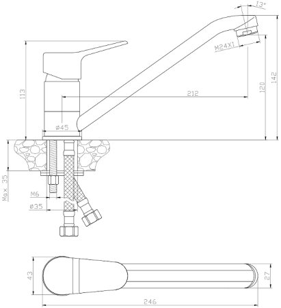 Смеситель для кухни Olive's Nevada 03400NV Хром 