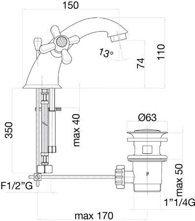 Смеситель для раковины Fiore MARGOT SKY (SWAROVSKI®) 01CO0622, хром/золото 