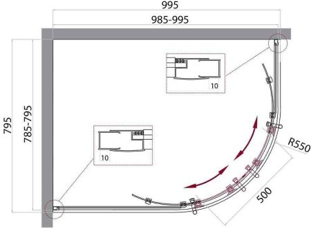 Душевой уголок BelBagno Uno 100х80 UNO-195-RH-2-100/80-C-Cr профиль Хром стекло прозрачное 