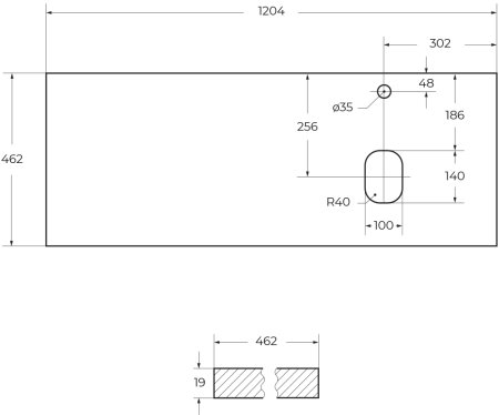 Столешница из МДФ BelBagno EK-120-AS-BL-R Bianco Lucido 