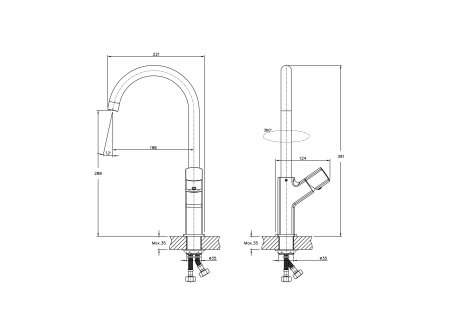 Смеситель однорычажный для кухни HAIBA HB70577 хром 