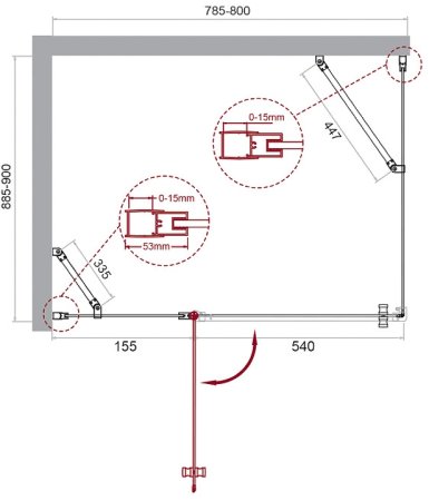 Душевой уголок BelBagno Etna 80х90 ETNA-AH-12-80/90-C-Cr профиль Хром стекло прозрачное 