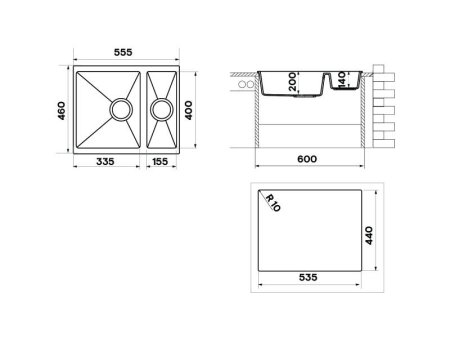 Мойка для кухни каменная Longran Enigma ENG 55x46 Оникс 