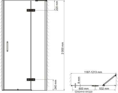 Душевая дверь в нишу WasserKRAFT Aller White 10H05RW 120 см 