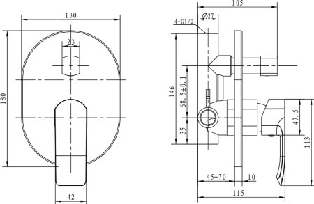 Смеситель для душа Kaiser Aurora 67277 Хром 