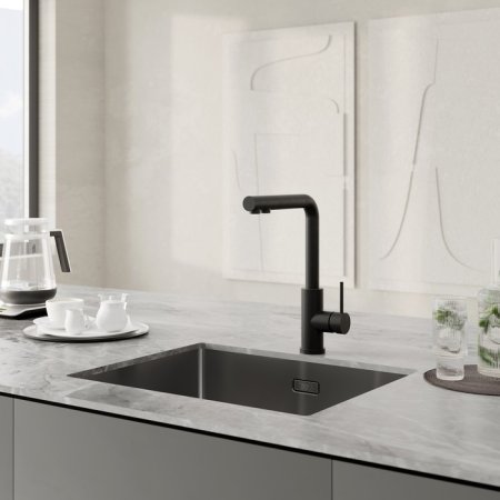 Смеситель IDDIS для кухни с фильтром черный матовый Rule (RULBLLFi05) 