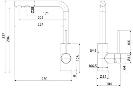 Смеситель IDDIS для кухни с фильтром черный матовый Rule (RULBLLFi05) 