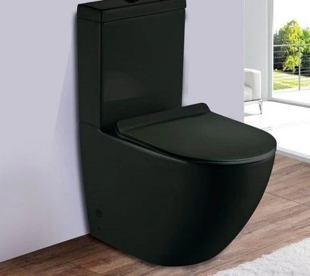 Унитаз компакт CeramaLux 2166MB Черный матовый с бачком и сиденьем Микролифт 