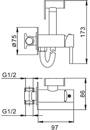Гигиенический душ со смесителем Frap F7505-6 Черный матовый 