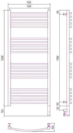 Полотенцесушитель электрический Сунержа Богема 3.0 120х50 R выгнутая 