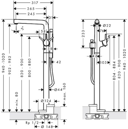 Смеситель для ванны Hansgrohe Talis S 72412000 Хром 