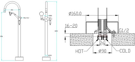 Смеситель для ванны Boheme Medici 309 Бронза 