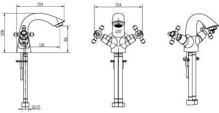Смеситель для раковины Boheme Crystal 291-CRST Золото 