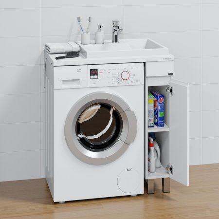 Тумба Санта Марс 19 напольная светлая с раковиной над стиральной машиной Юпитер 80 R 