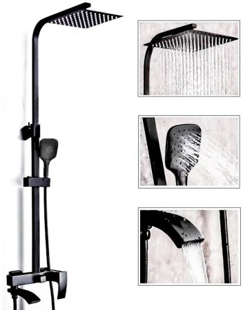 Душевая система ALMAes Turia SDI-1808 Черная матовая 