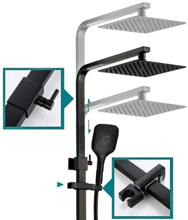 Душевая система ALMAes Turia SDI-1808 Черная матовая 