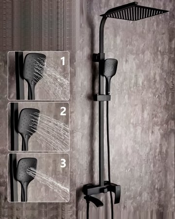 Душевая система ALMAes Turia SDI-1808 Черная матовая 