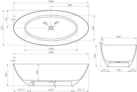 Карбоновая ванна ABBER Karbon AK9002-1.8 черная 