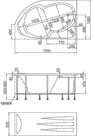 Акриловая ванна Creto Doris 170х105 L 14-170105L без гидромассажа 