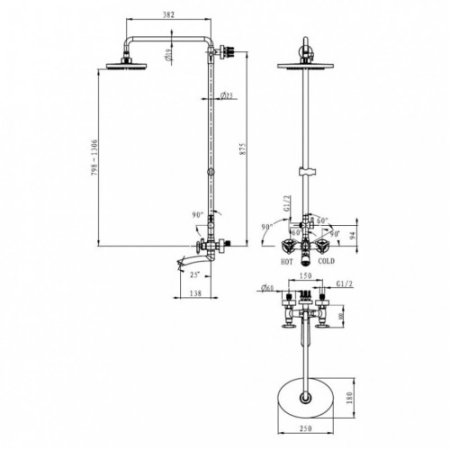 Душевая система Kaiser Trio 57188Br Бронза 
