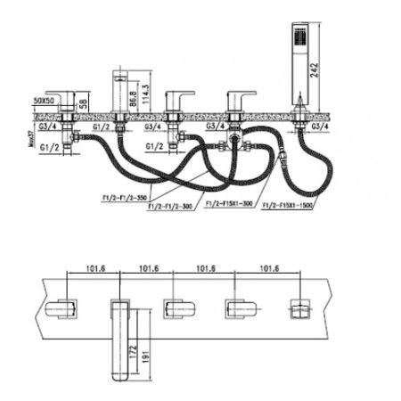 Смеситель на борт ванны Kaiser Sonat 34222 Хром 