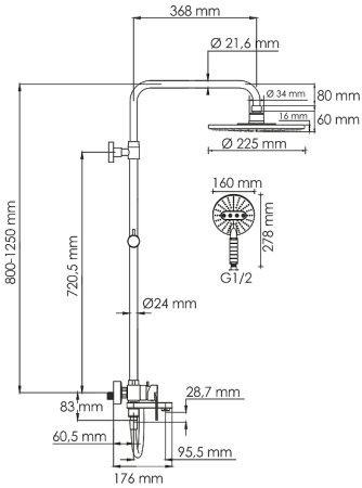Душевая система WasserKRAFT A185.067.059.WM Белая матовая 
