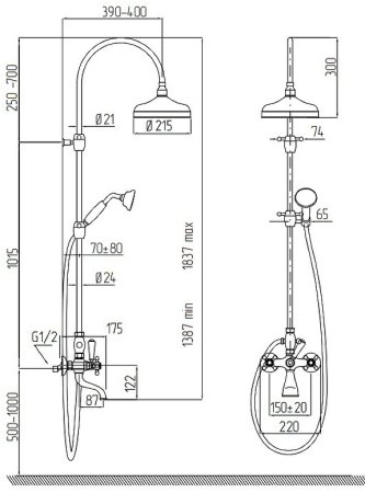 Душевая система Migliore Revival 30947 Бронза 