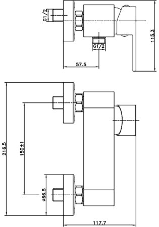 Смеситель для душа Cersanit Elio 63046 Хром 