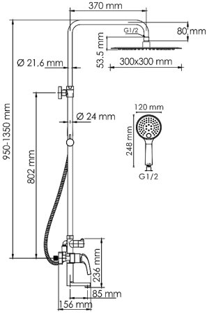 Душевая система WasserKRAFT A171.261.207.PG Золото глянцевое 