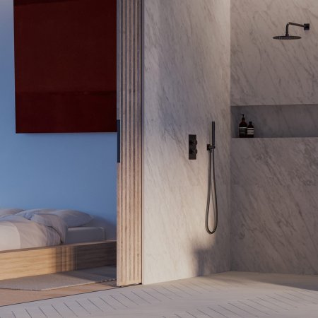 Душевой комплект Omnires Contour SYSCT11AT с термостатом антрацит 