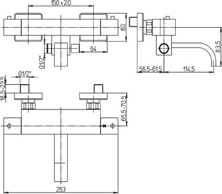 Смеситель для ванны Paini Dax 84CR105TH с термостатом Хром 