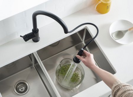 Смеситель Timo Saona 2316/03FL для кухонной мойки, черный 