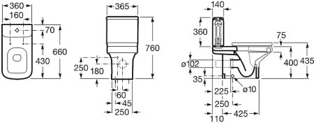 Унитаз компакт Roca Dama-N 342787000 без бачка и сиденья 