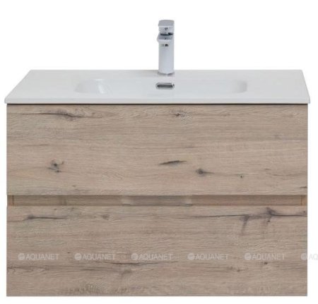 Тумба с раковиной Aquanet Алвита New 80 2 ящика, дуб веллингтон белый 