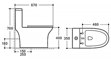 Унитаз моноблок Azario Terni AZ-8618 с бачком и сиденьем Микролифт 