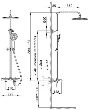 Душевая система Vincea Esse VSFS-1E1TCH с термостатом Хром 