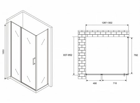 Душевой уголок Abber Sonnenstrand 130х85 AG04130S-S85 профиль Хром стекло прозрачное 