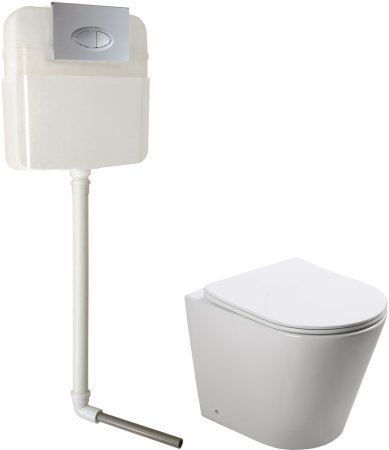 Комплект SantiLine SL-5020 + SL-02 безободковый унитаз, с микролифтом+ система инсталляции с кнопкой 