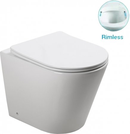 Комплект SantiLine SL-5020 + SL-02 безободковый унитаз, с микролифтом+ система инсталляции с кнопкой 