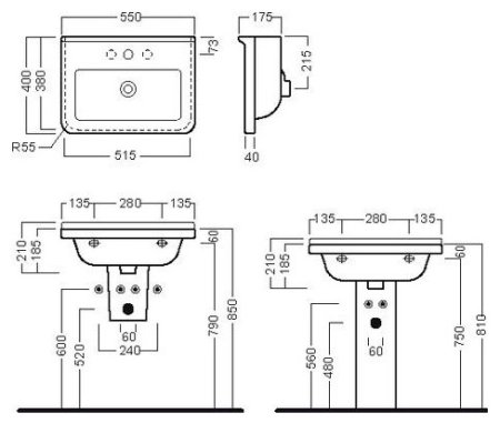 Раковина Hatria Erika Pro 55 см 