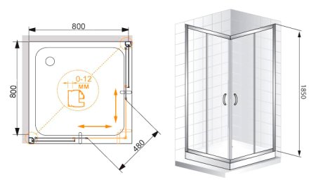 Душевой уголок Cezares Pratico A2 80 P Cr 