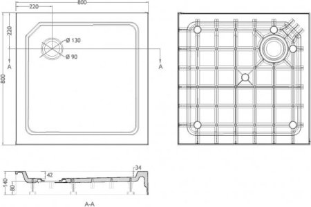 Поддон для душа Cezares Tray SMC A 80x80 см 
