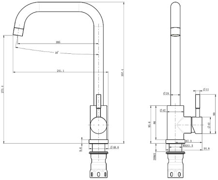 Смеситель для кухни Olive's Balear 13435-2BLB Черный матовый 