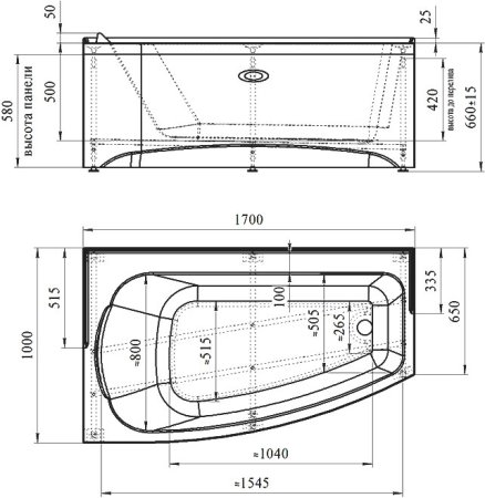 Акриловая ванна Radomir Орегона правая с г/м Релакс Chrome 