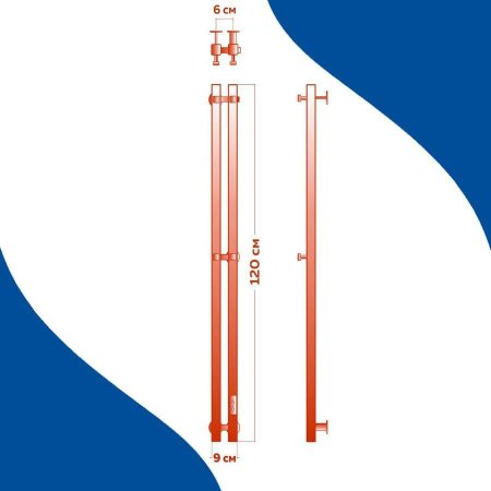 Полотенцесушитель электрический (I-образный) Маргроид Inaro M0008, 9x120 см 