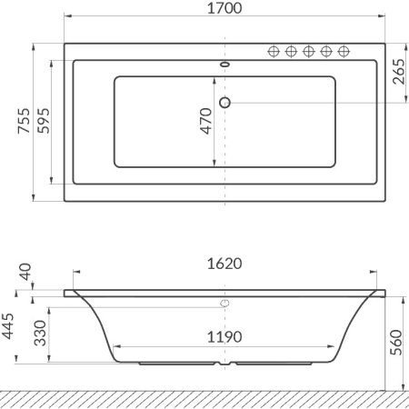 Акриловая ванна Excellent Pryzmat WAEX.PRY17.SMART 170x75 