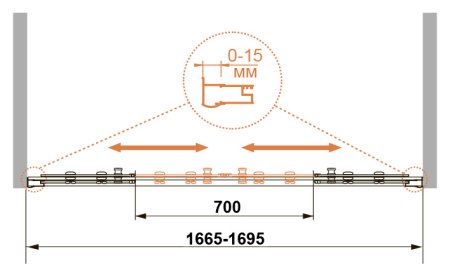 Шторка на ванну Cezares Pratico VF2 170/140 C Cr 