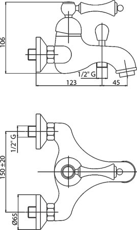 Смеситель Cezares Margot MARGOT-VM-03/24-Bi для ванны с душем 